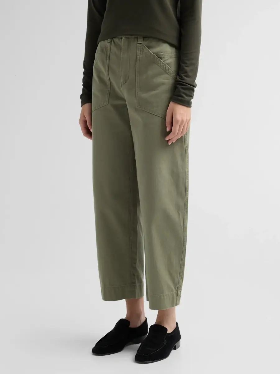 Vince Women's Washed Cotton Utility Crop Pants | Thumbnail 4 Vince Women's Washed Cotton Utility Crop Pants | Thumbnail 4