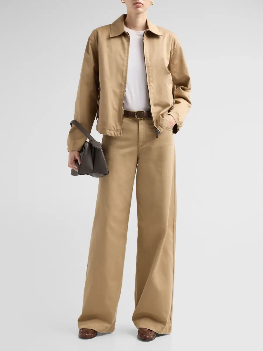 Vince Women's Twill Cotton Mid-Rise Wide-Leg Pants | Thumbnail 2