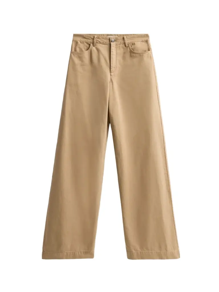 Women's Twill Cotton Mid-Rise Wide-Leg Pants Women's Twill Cotton Mid-Rise Wide-Leg Pants