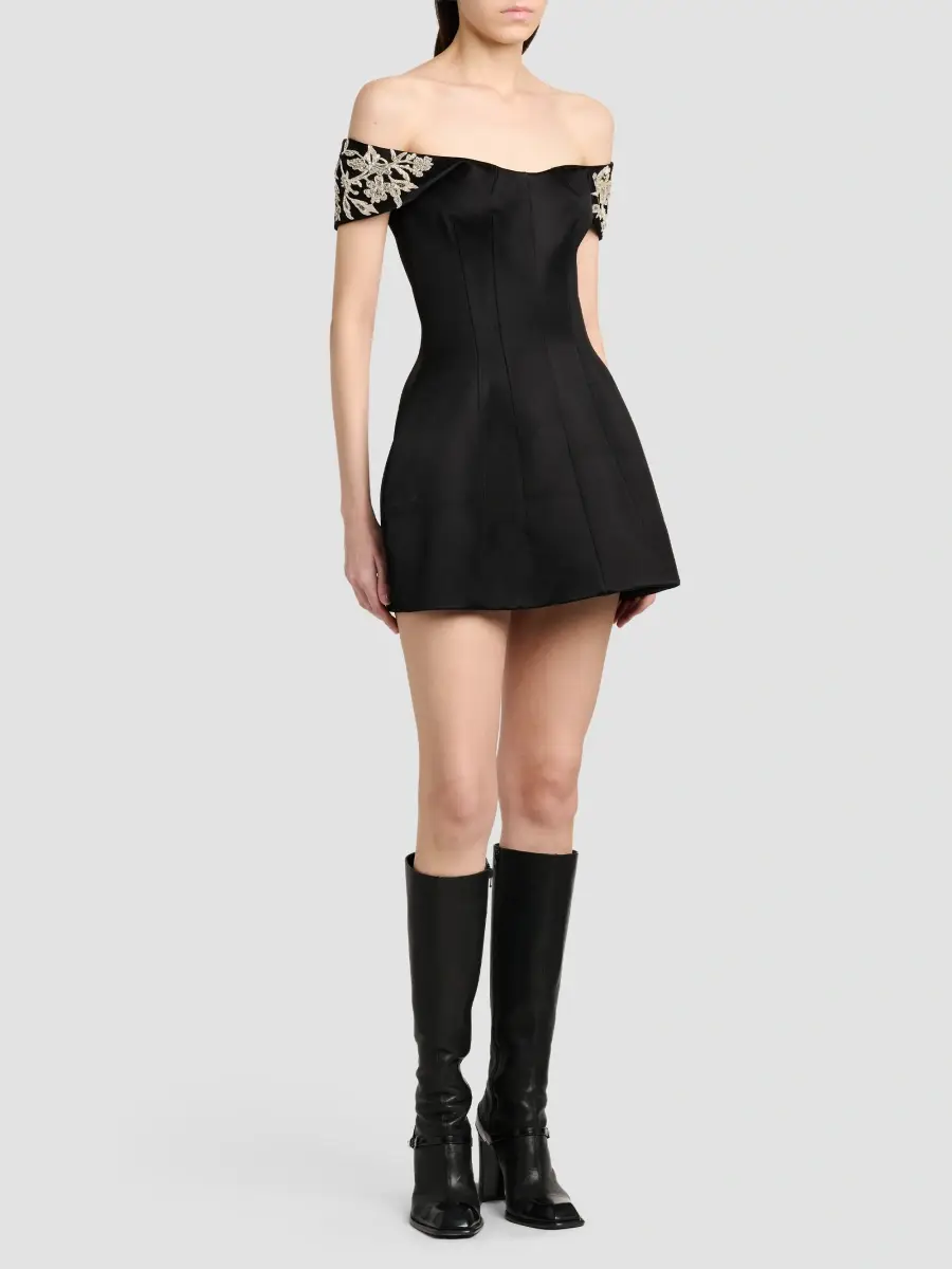 Alexander McQueen Women's Embellished Off-The-Shoulder Mini Cocktail Dress | Thumbnail 4 Alexander McQueen Women's Embellished Off-The-Shoulder Mini Cocktail Dress | Thumbnail 4