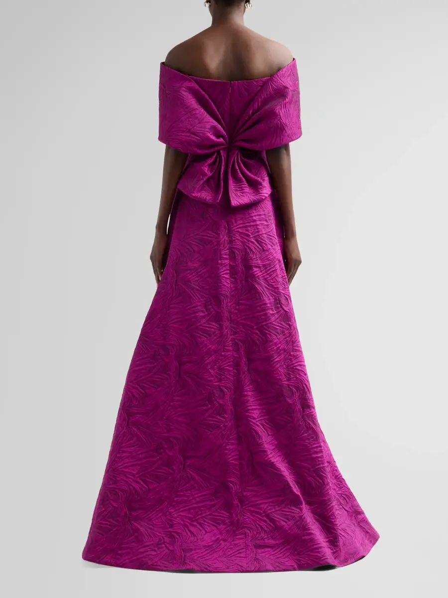 Teri Jon by Rickie Freeman Women's Jacquard Knot Gown | Thumbnail 3