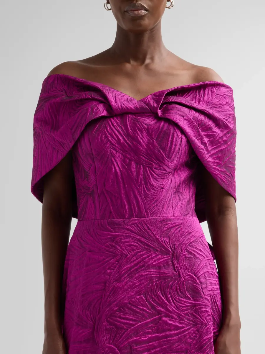 Teri Jon by Rickie Freeman Women's Jacquard Knot Gown | Thumbnail 5