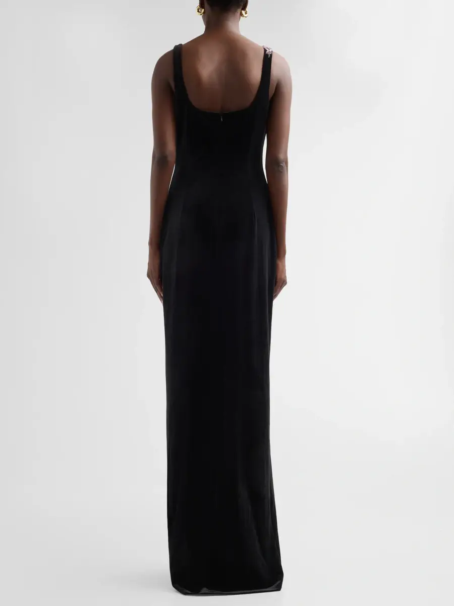 Teri Jon by Rickie Freeman Women's Sequined Floral Velvet Gown | Thumbnail 3 Teri Jon by Rickie Freeman Women's Sequined Floral Velvet Gown | Thumbnail 3