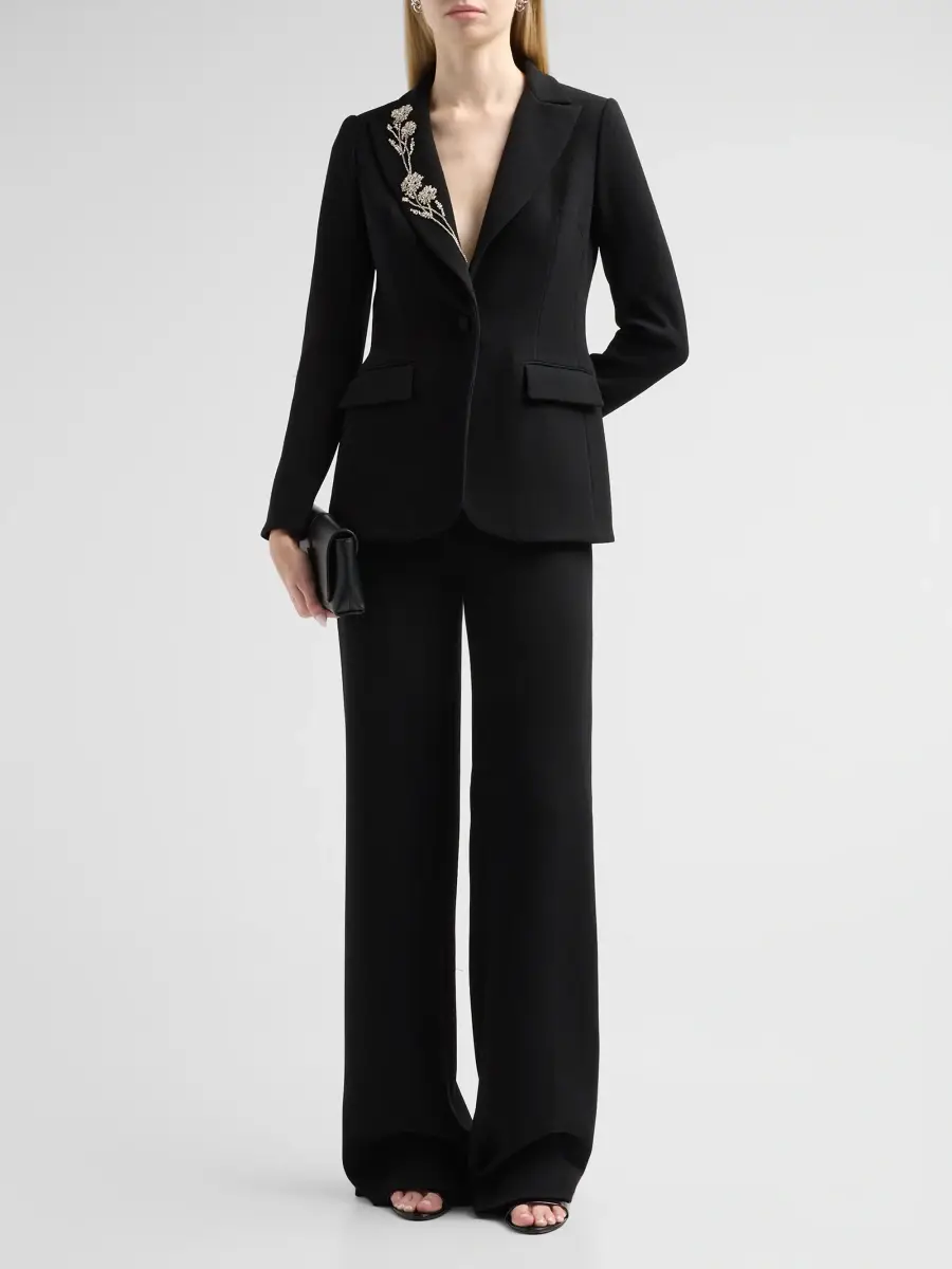 Teri Jon by Rickie Freeman Women's Crepe Wide-Leg Pants | Thumbnail 2 Teri Jon by Rickie Freeman Women's Crepe Wide-Leg Pants | Thumbnail 2