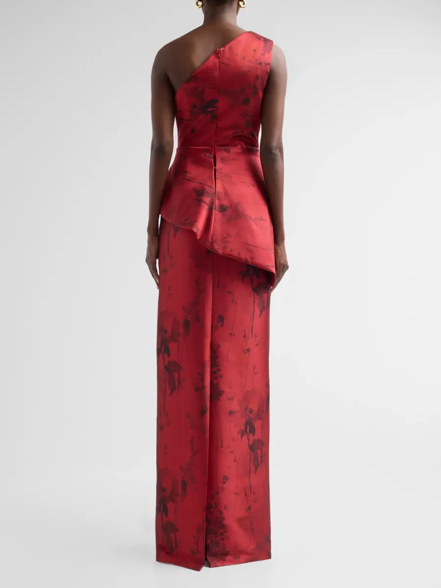Teri Jon by Rickie Freeman Women's Satin Floral One-Shoulder Gown | Thumbnail 3