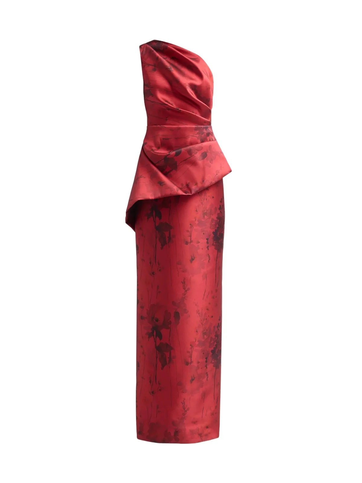 Women's Satin Floral One-Shoulder Gown