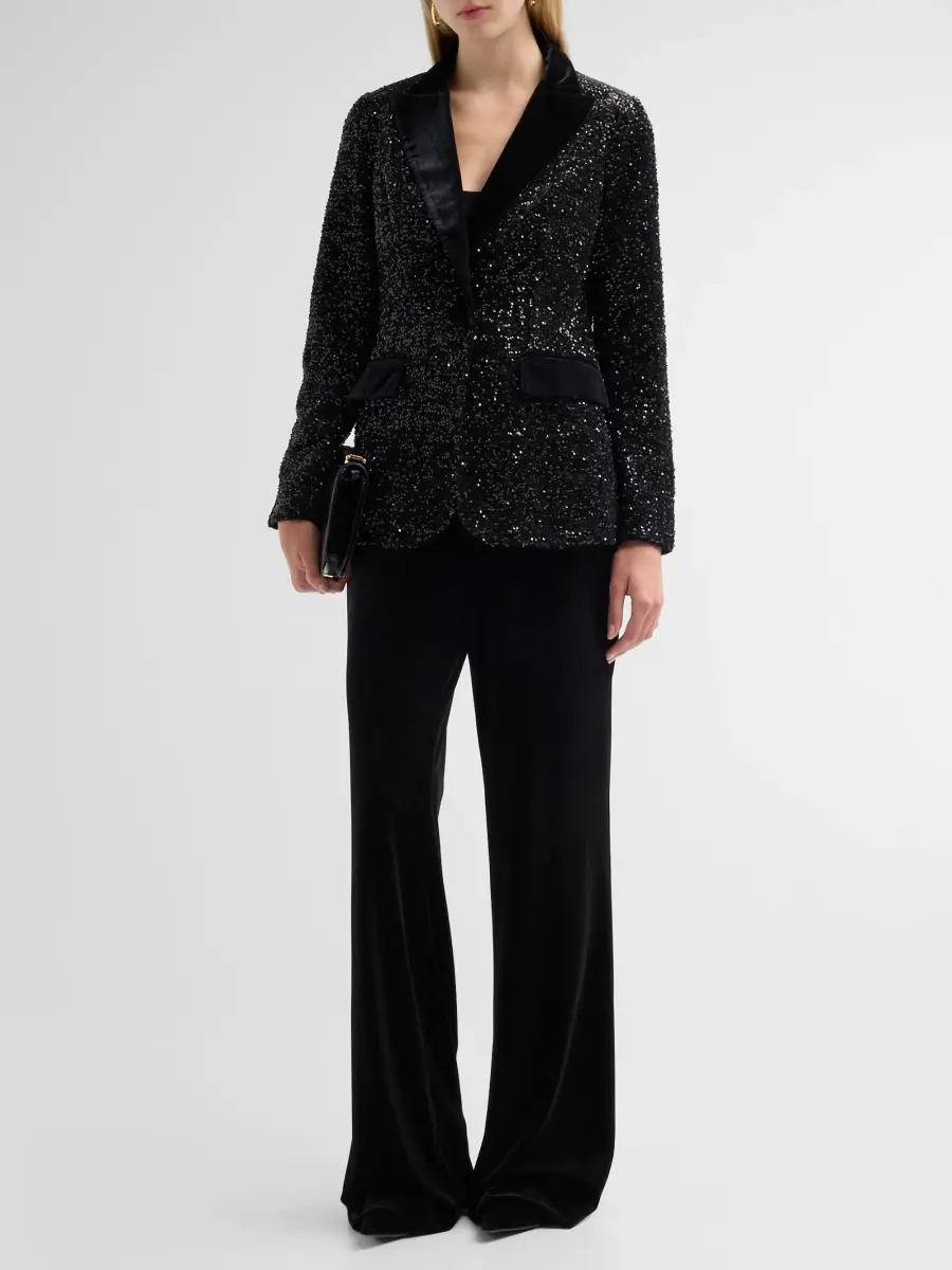 Teri Jon by Rickie Freeman Women's Velvet Sequined Blazer | Thumbnail 2 Teri Jon by Rickie Freeman Women's Velvet Sequined Blazer | Thumbnail 2