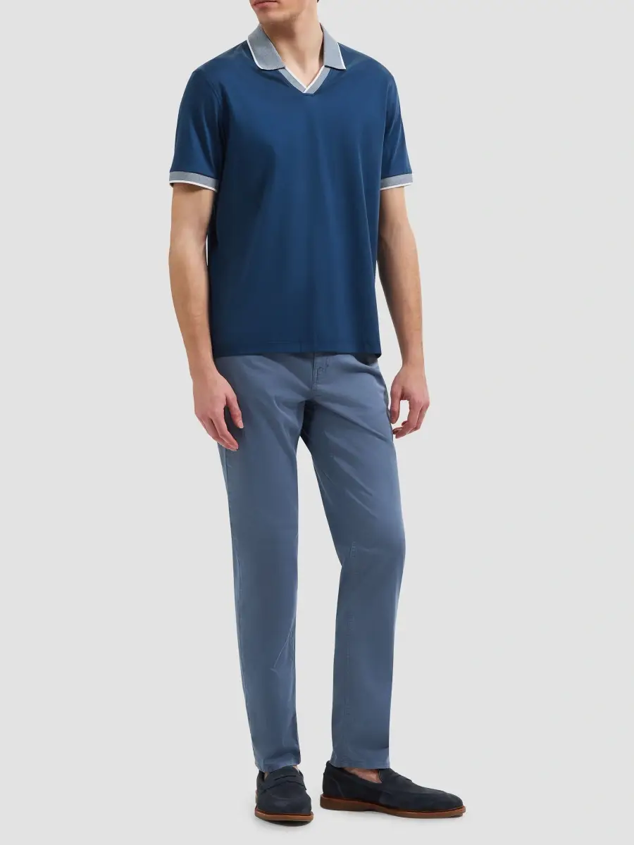 Bugatchi Men's Contrast-Trim Pima Cotton Polo Shirt | Thumbnail 2