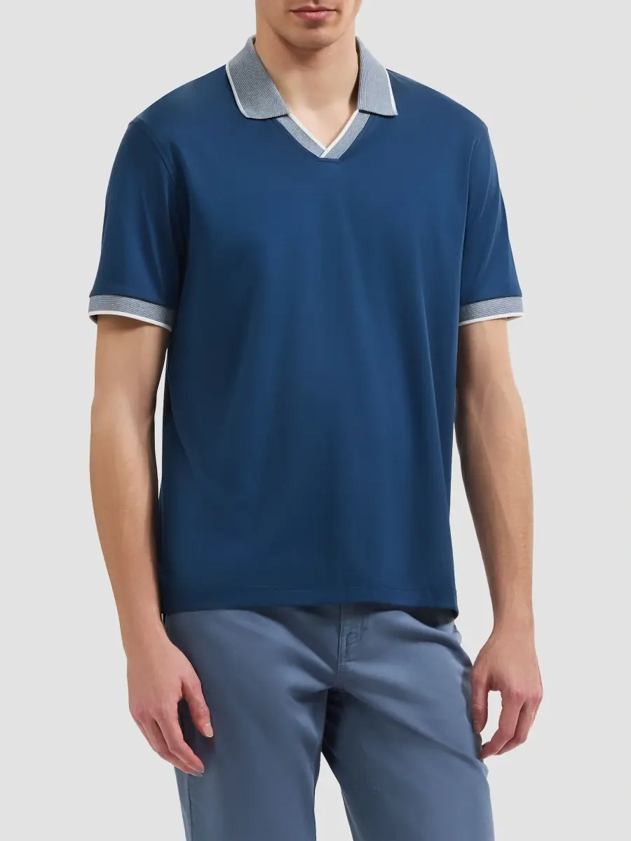 Bugatchi Men's Contrast-Trim Pima Cotton Polo Shirt | Thumbnail 4