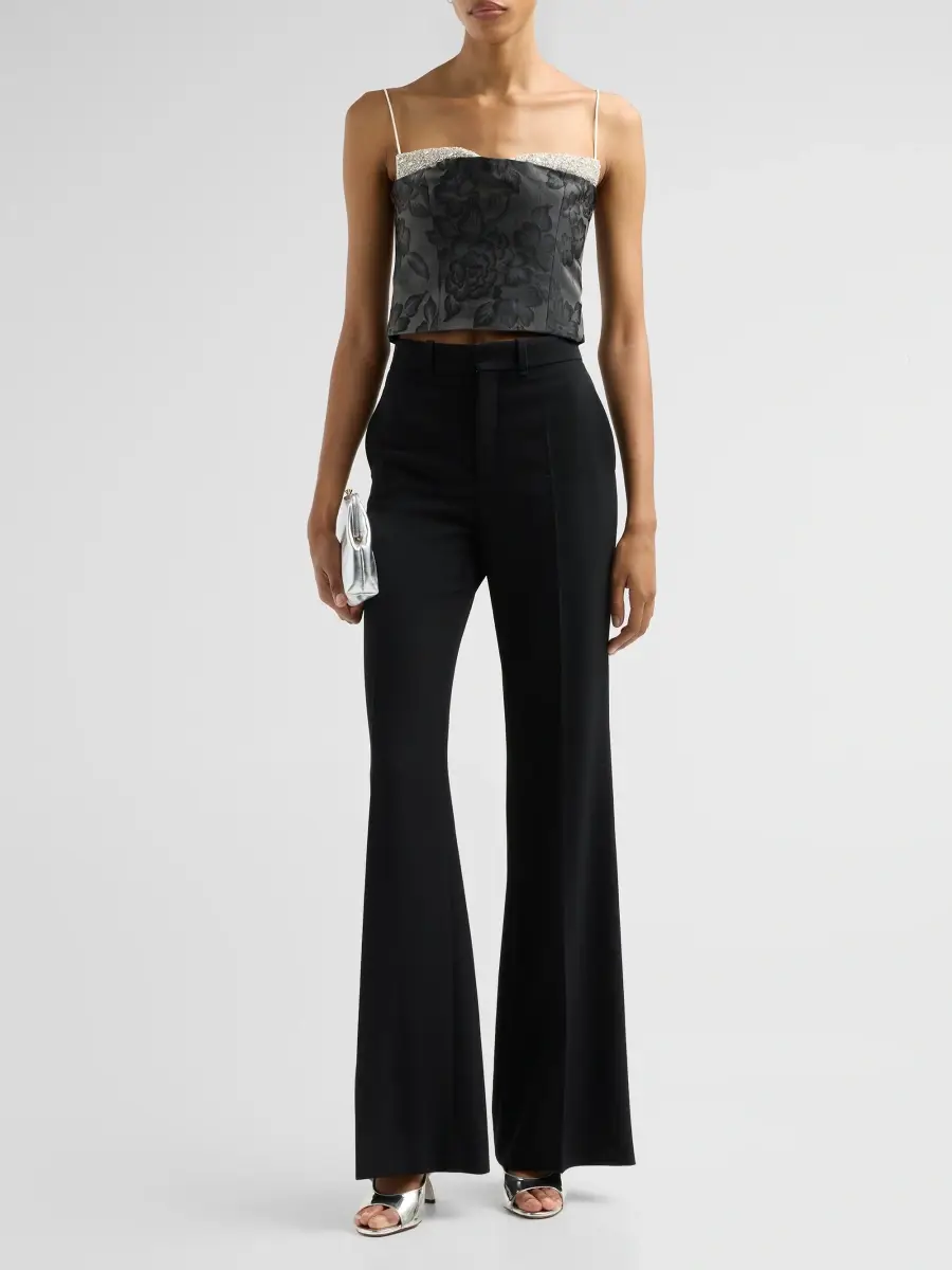 Alice + Olivia Women's Hallie Embellished Peekaboo Crop Top | Thumbnail 2 Alice + Olivia Women's Hallie Embellished Peekaboo Crop Top | Thumbnail 2