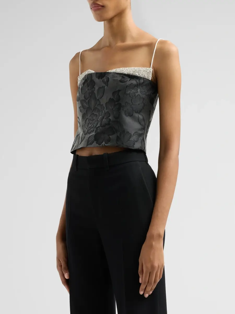 Alice + Olivia Women's Hallie Embellished Peekaboo Crop Top | Thumbnail 4 Alice + Olivia Women's Hallie Embellished Peekaboo Crop Top | Thumbnail 4