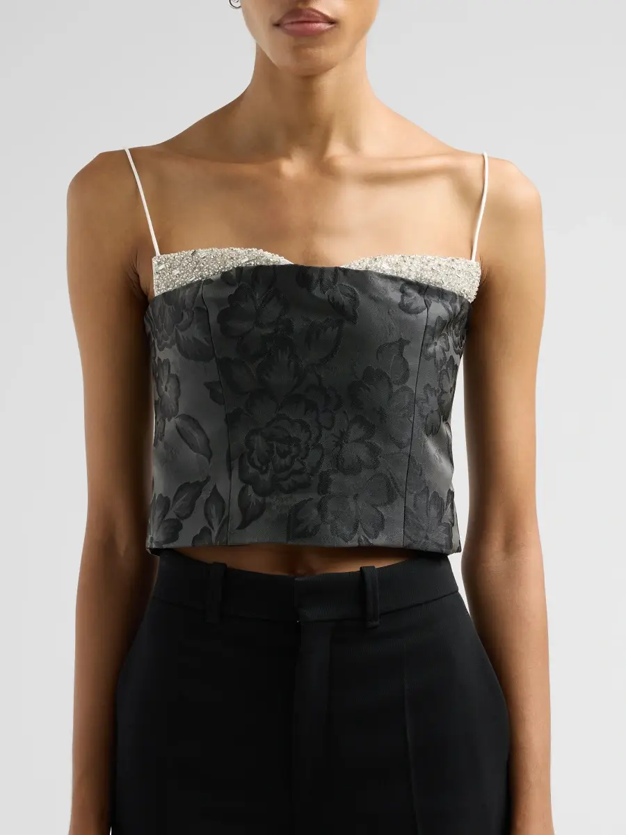 Alice + Olivia Women's Hallie Embellished Peekaboo Crop Top | Thumbnail 5 Alice + Olivia Women's Hallie Embellished Peekaboo Crop Top | Thumbnail 5