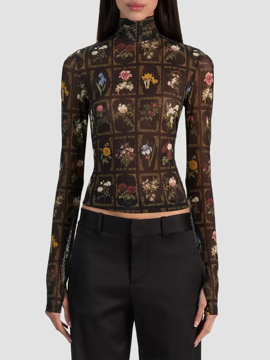 Alice + Olivia Women's Delaina Floral Turtleneck Top | Thumbnail 4 Alice + Olivia Women's Delaina Floral Turtleneck Top | Thumbnail 4