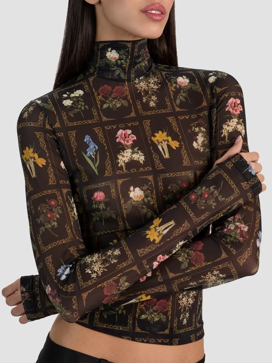 Alice + Olivia Women's Delaina Floral Turtleneck Top | Thumbnail 5 Alice + Olivia Women's Delaina Floral Turtleneck Top | Thumbnail 5