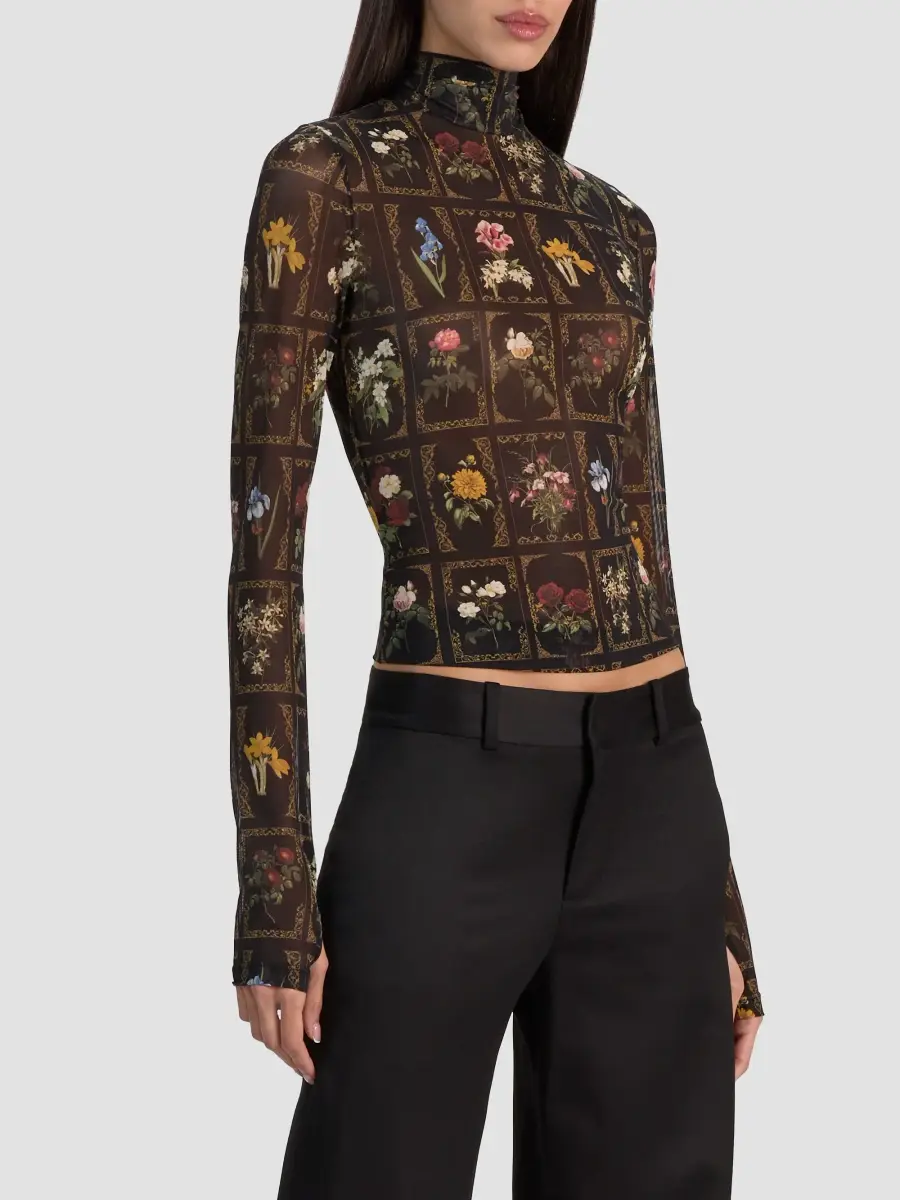 Alice + Olivia Women's Delaina Floral Turtleneck Top | Thumbnail 6 Alice + Olivia Women's Delaina Floral Turtleneck Top | Thumbnail 6