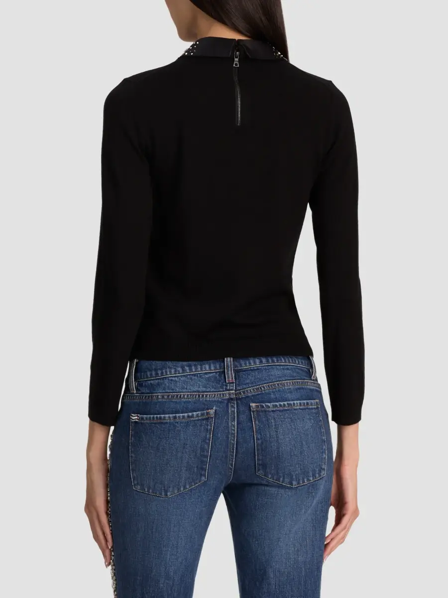 Alice + Olivia Women's Porla Embroidered Stretch-Wool Sweater | Thumbnail 3 Alice + Olivia Women's Porla Embroidered Stretch-Wool Sweater | Thumbnail 3