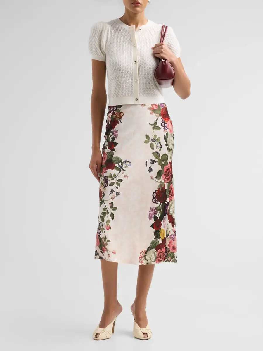 Alice + Olivia Women's Maeve Floral Midi Slip Skirt | Thumbnail 2 Alice + Olivia Women's Maeve Floral Midi Slip Skirt | Thumbnail 2