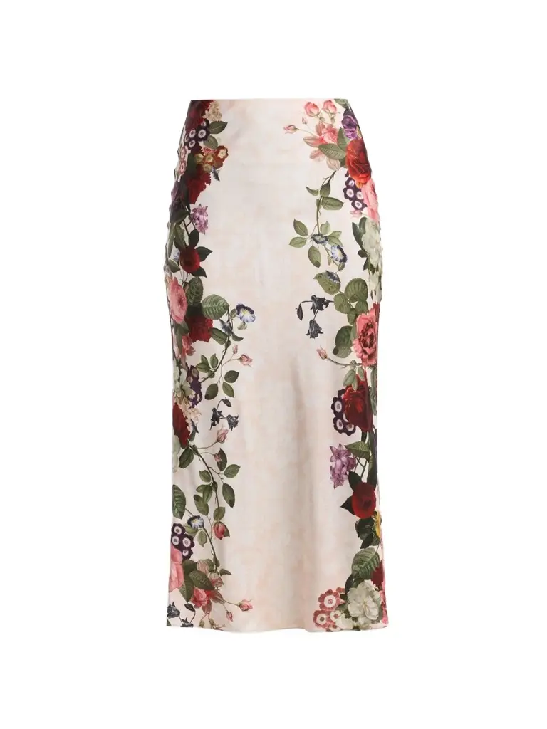 Alice + Olivia Women's Maeve Floral Midi Slip Skirt