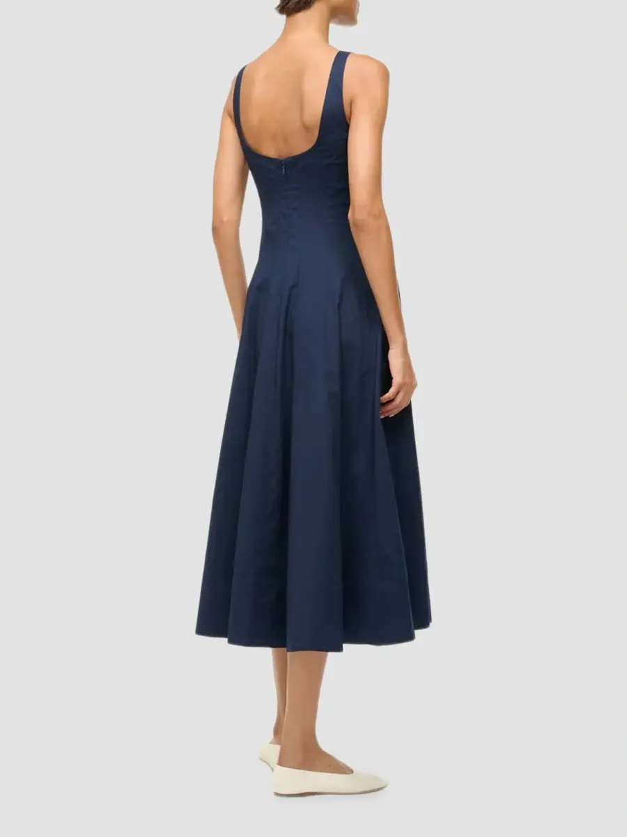 Staud Women's Wells Seamed A-Line Midi Dress | Thumbnail 3 Staud Women's Wells Seamed A-Line Midi Dress | Thumbnail 3