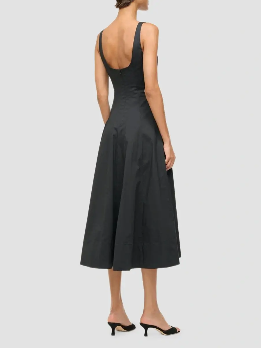 Staud Women's Wells Seamed A-Line Midi Dress | Thumbnail 3