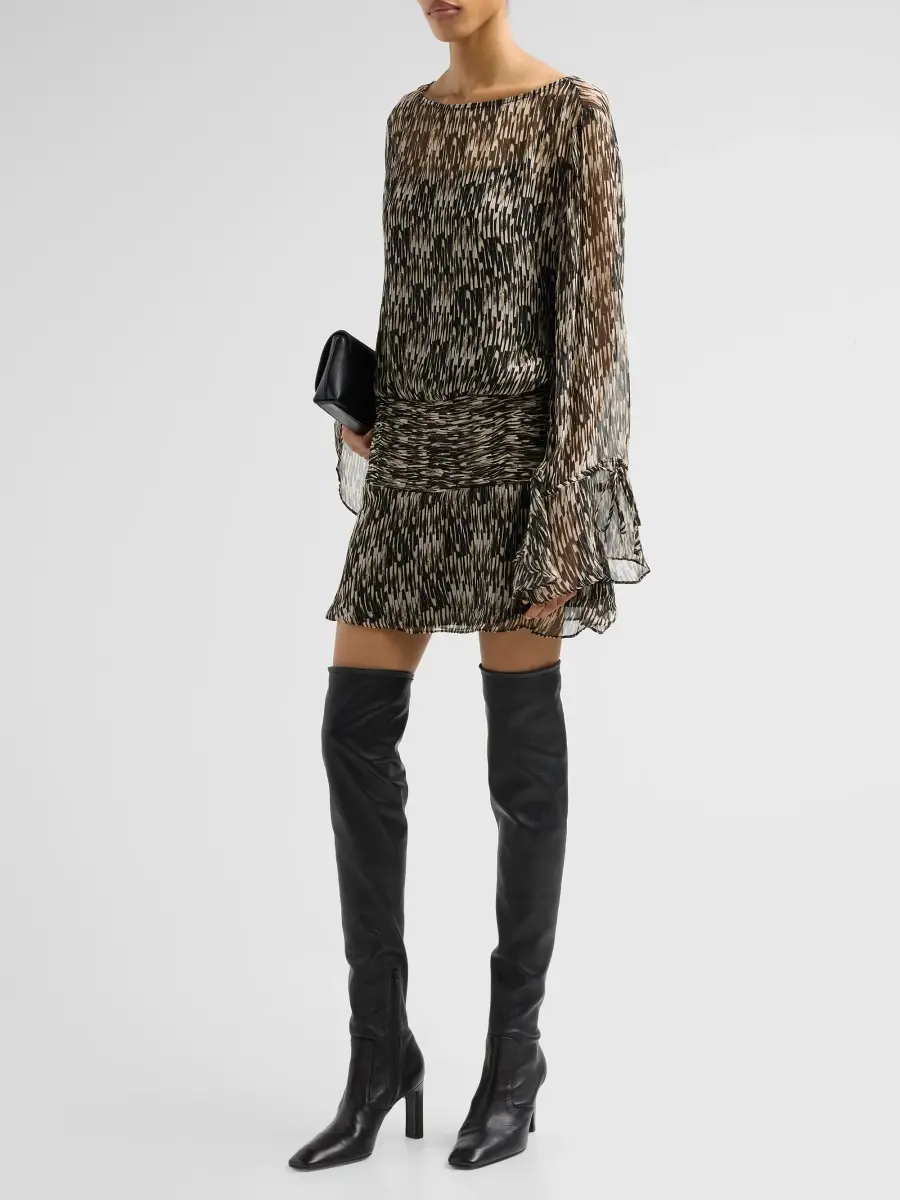 Staud Women's Beatrix Printed Blouson Mini Dress | Thumbnail 4 Staud Women's Beatrix Printed Blouson Mini Dress | Thumbnail 4