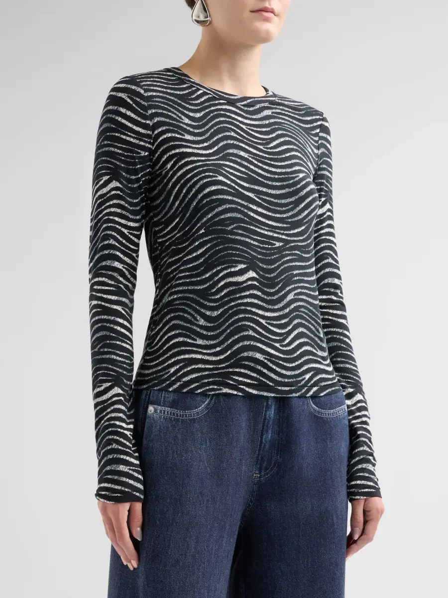 rag & bone Women's Luca Zebra-Print Long-Sleeve T-Shirt | Thumbnail 4