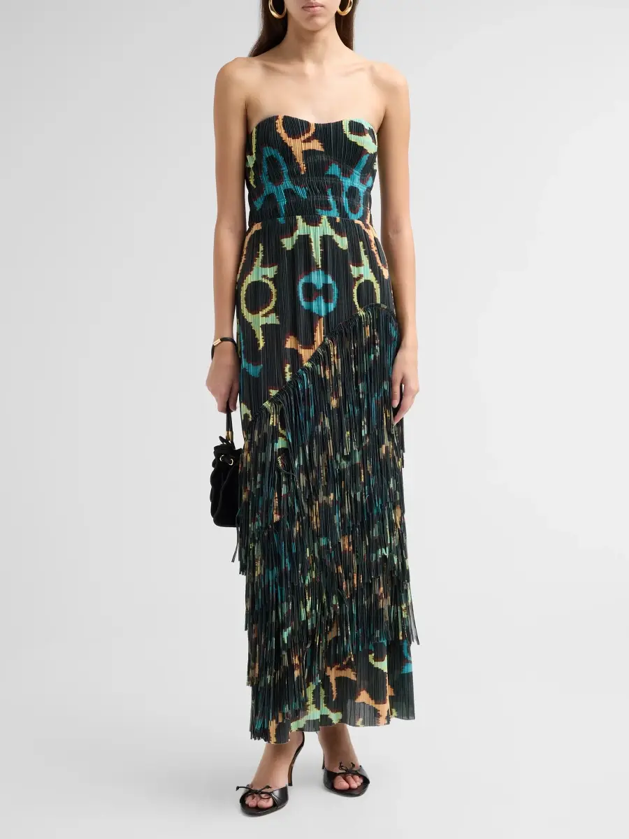 Ulla Johnson Women's Cosmo Patterned Fringed Maxi Dress | Thumbnail 2