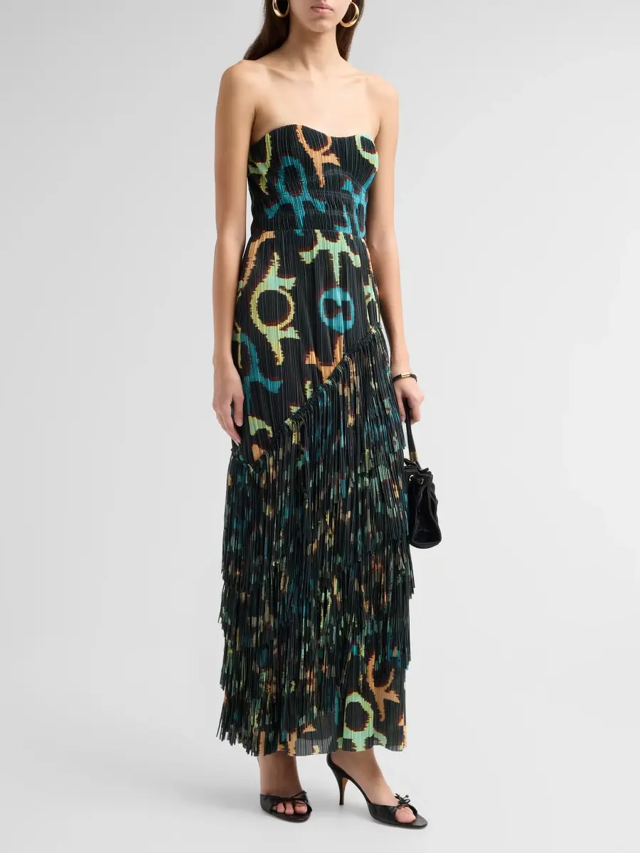 Ulla Johnson Women's Cosmo Patterned Fringed Maxi Dress | Thumbnail 4