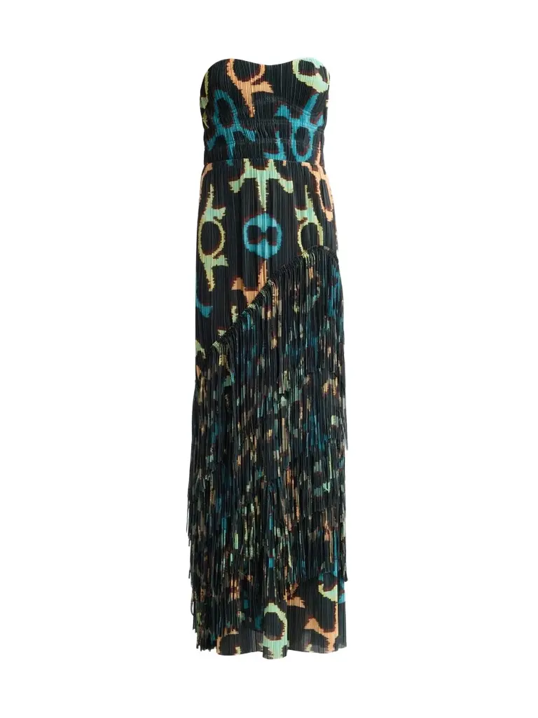 Women's Cosmo Patterned Fringed Maxi Dress Women's Cosmo Patterned Fringed Maxi Dress