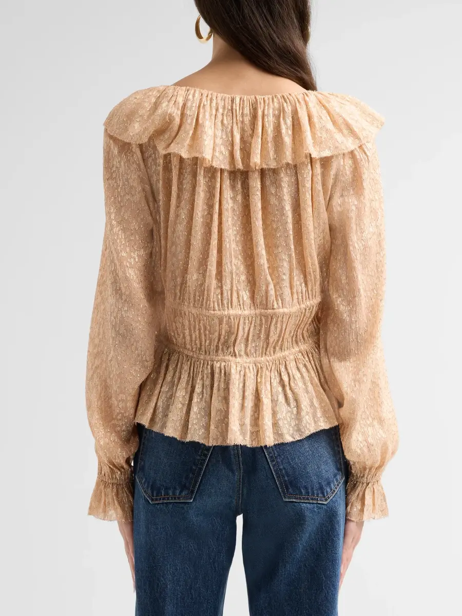 Ulla Johnson Women's Odilia Ruffled Silk-Blend Blouse | Thumbnail 3