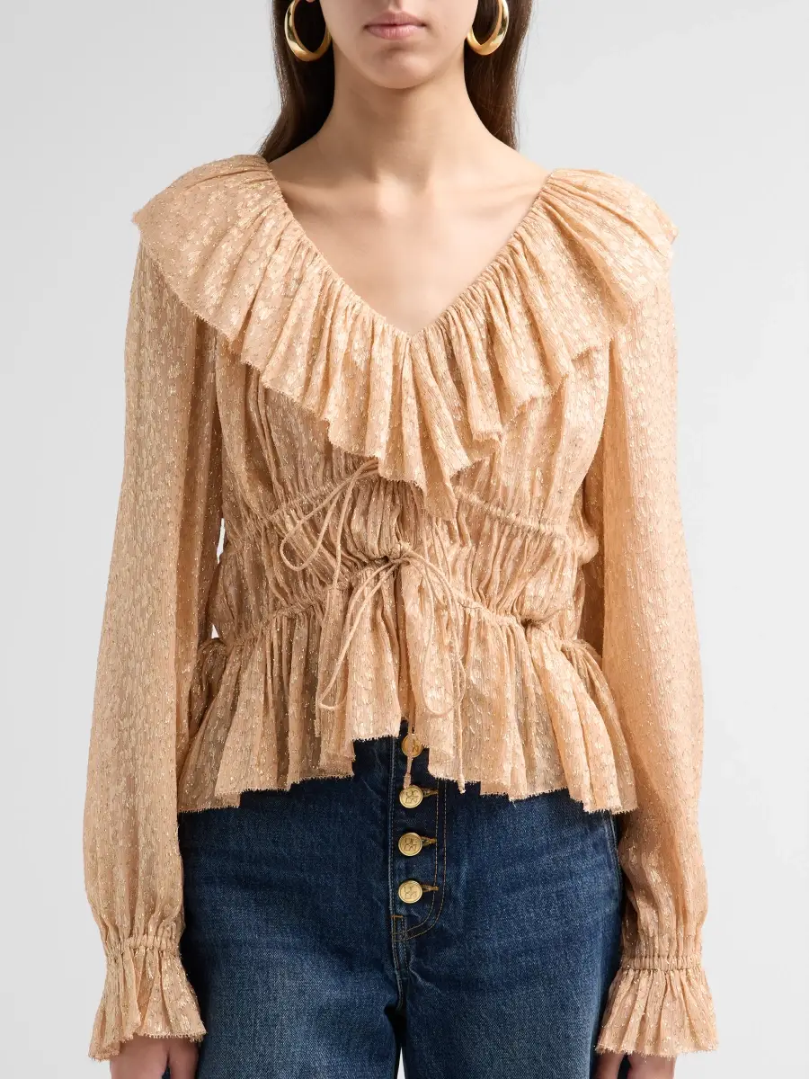 Ulla Johnson Women's Odilia Ruffled Silk-Blend Blouse | Thumbnail 5