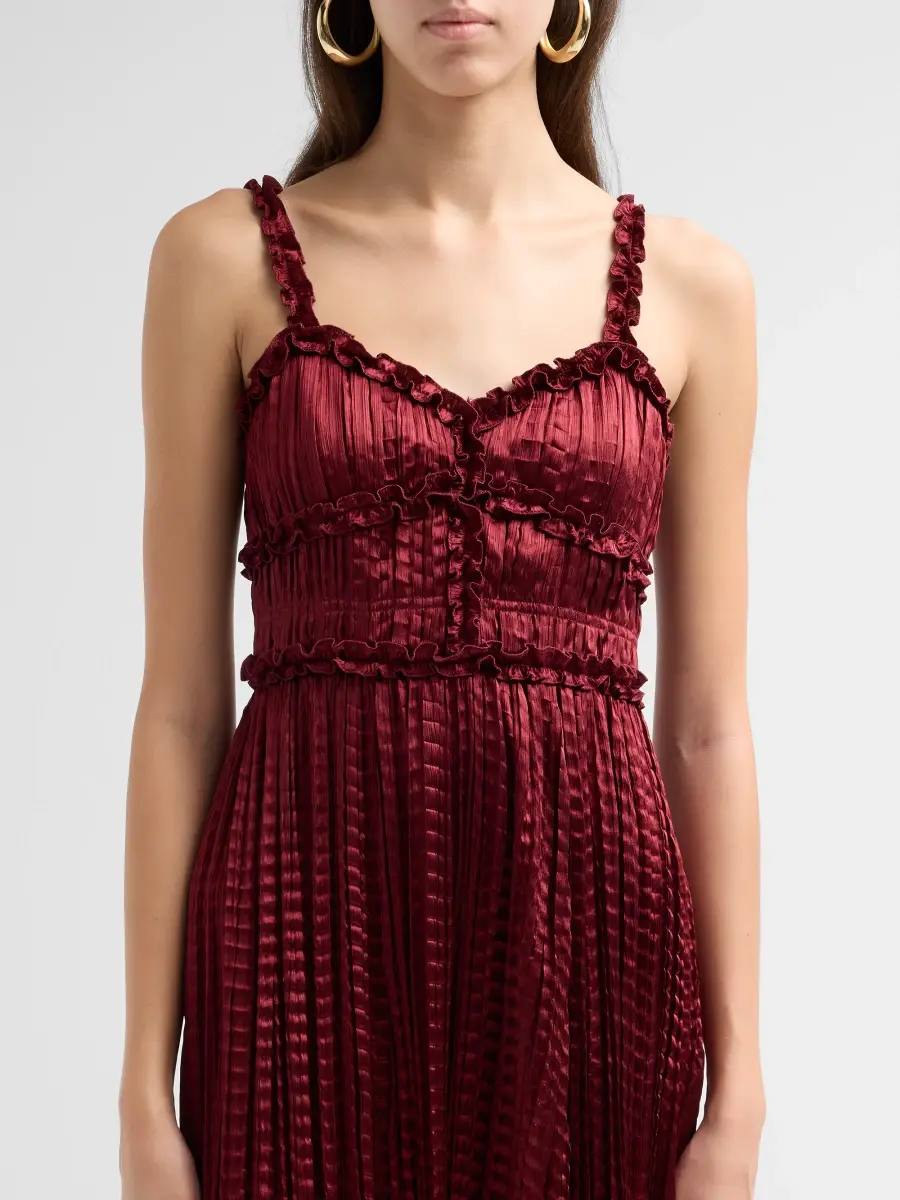 Ulla Johnson Women's Estrella Pleated Satin Midi Dress | Thumbnail 5 Ulla Johnson Women's Estrella Pleated Satin Midi Dress | Thumbnail 5