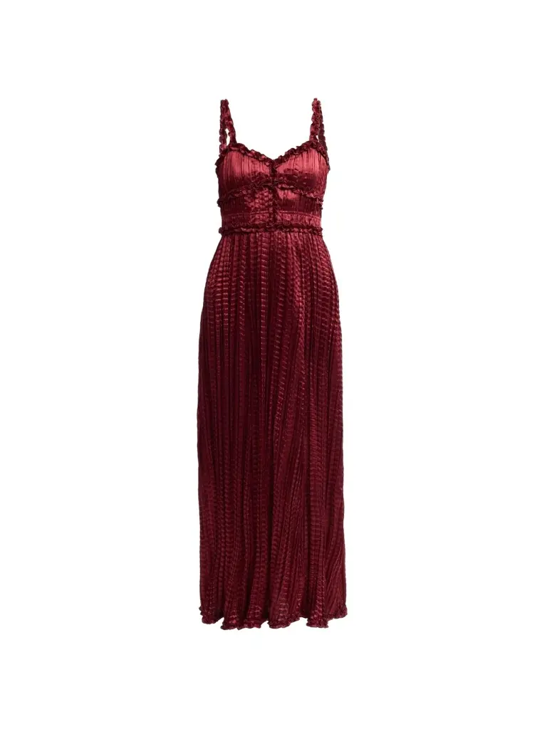 Women's Estrella Pleated Satin Midi Dress Women's Estrella Pleated Satin Midi Dress
