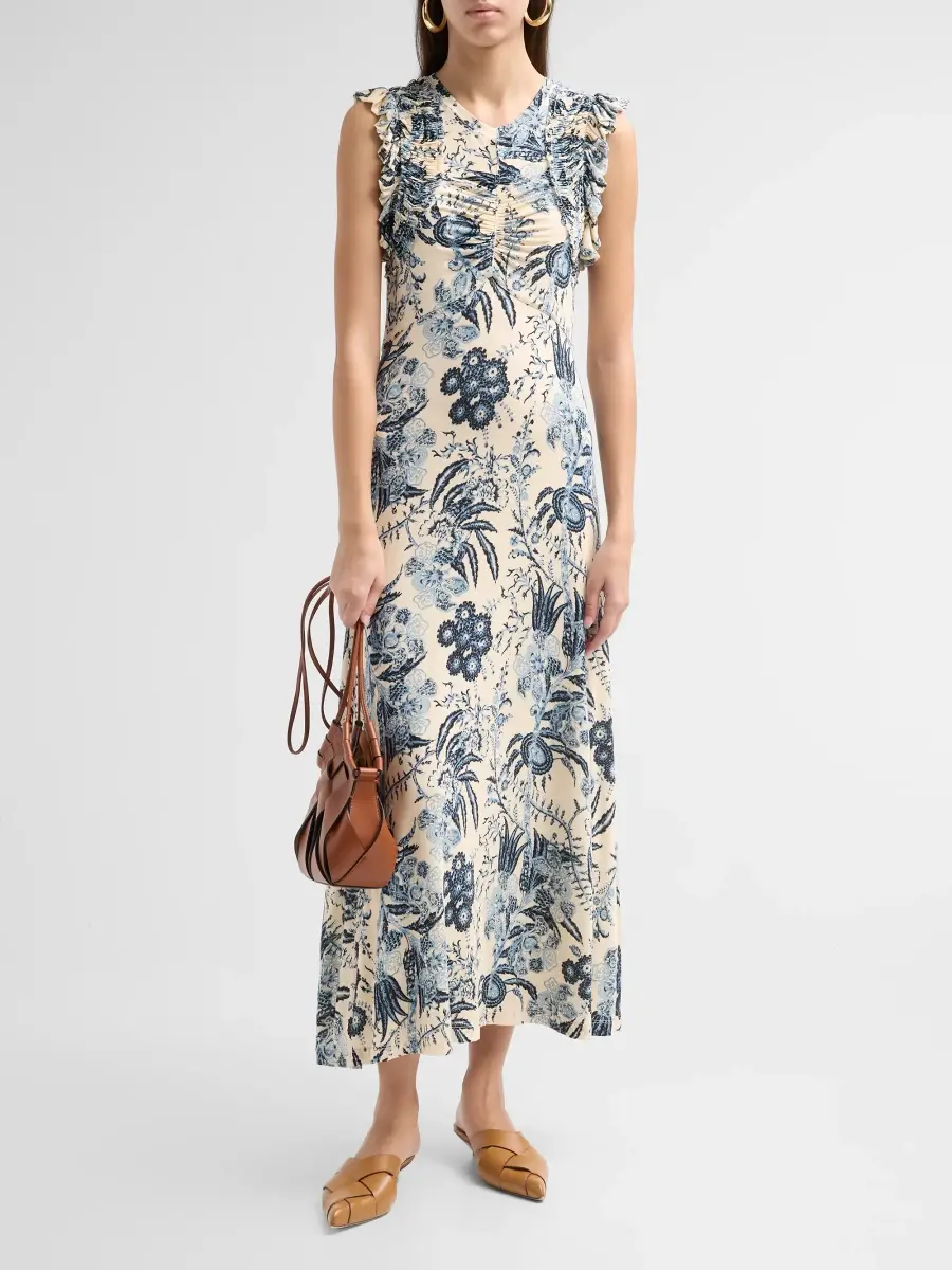 Ulla Johnson Women's Valentine Floral Flutter-Sleeve Midi Dress | Thumbnail 2 Ulla Johnson Women's Valentine Floral Flutter-Sleeve Midi Dress | Thumbnail 2