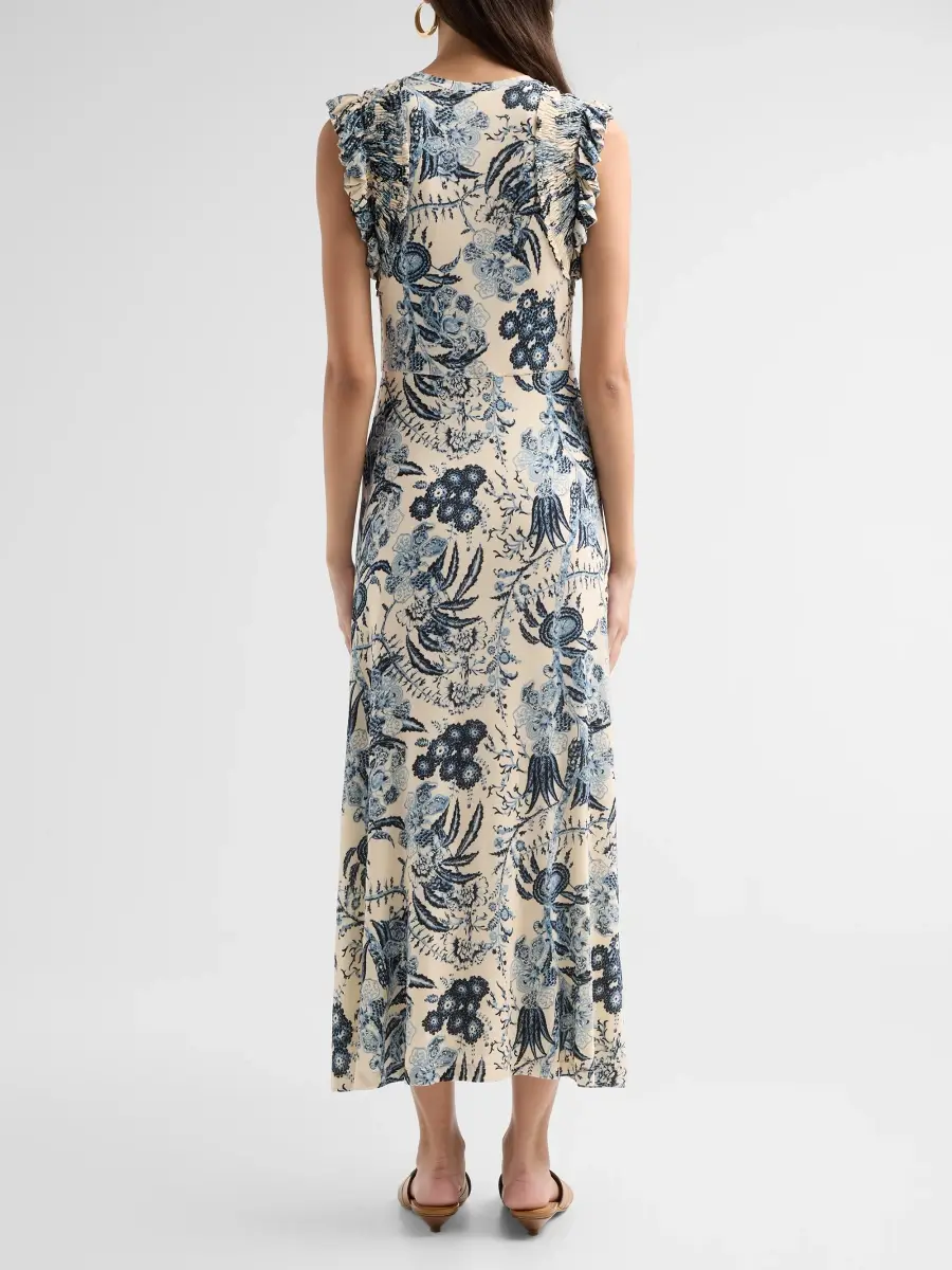 Ulla Johnson Women's Valentine Floral Flutter-Sleeve Midi Dress | Thumbnail 3 Ulla Johnson Women's Valentine Floral Flutter-Sleeve Midi Dress | Thumbnail 3