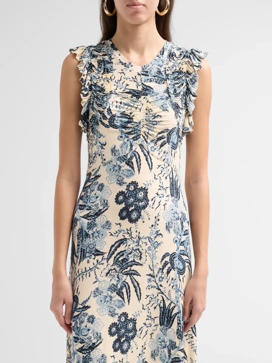 Ulla Johnson Women's Valentine Floral Flutter-Sleeve Midi Dress | Thumbnail 5 Ulla Johnson Women's Valentine Floral Flutter-Sleeve Midi Dress | Thumbnail 5