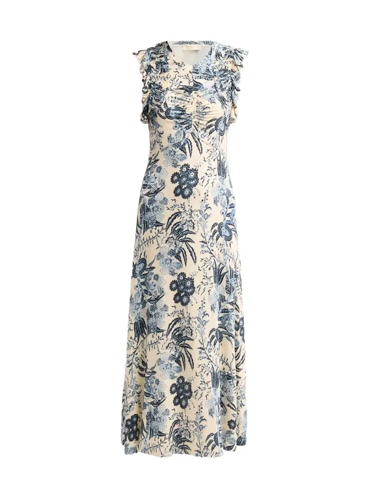 Women's Valentine Floral Flutter-Sleeve Midi Dress Women's Valentine Floral Flutter-Sleeve Midi Dress