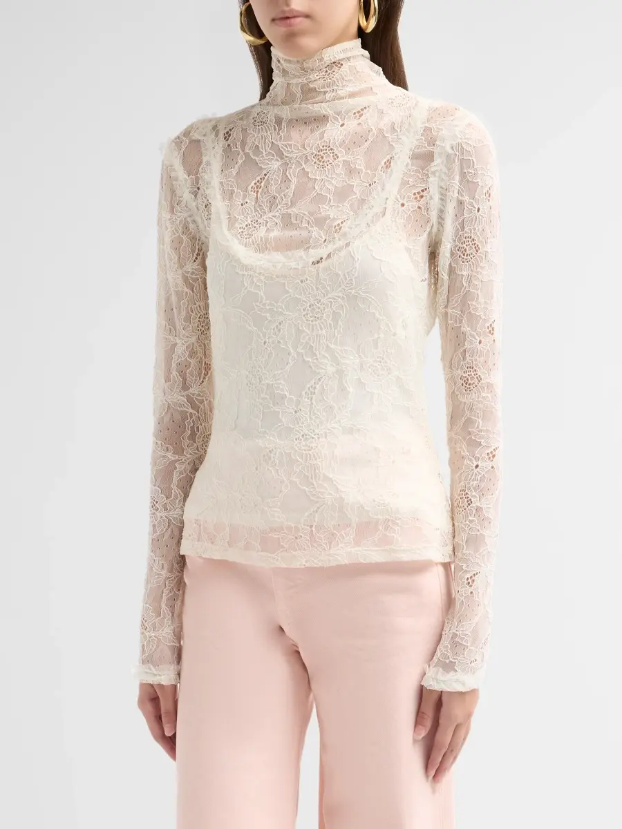 Ulla Johnson Women's Olivette Floral Stretch-Lace Long-Sleeve Top | Thumbnail 4 Ulla Johnson Women's Olivette Floral Stretch-Lace Long-Sleeve Top | Thumbnail 4