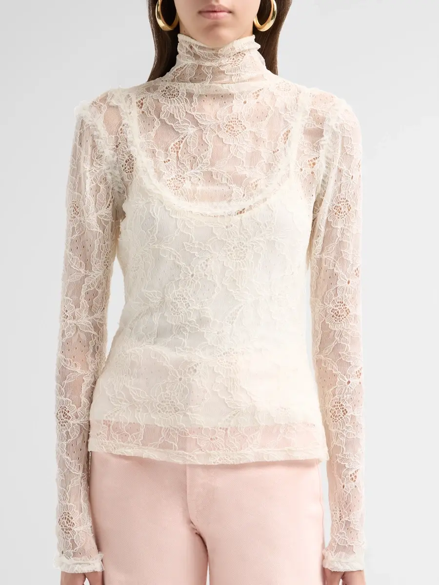 Ulla Johnson Women's Olivette Floral Stretch-Lace Long-Sleeve Top | Thumbnail 5 Ulla Johnson Women's Olivette Floral Stretch-Lace Long-Sleeve Top | Thumbnail 5