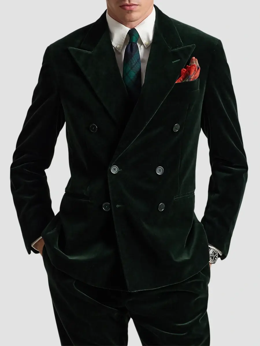 Polo Ralph Lauren Men's Velvet Double-Breasted Blazer | Thumbnail 4 Polo Ralph Lauren Men's Velvet Double-Breasted Blazer | Thumbnail 4