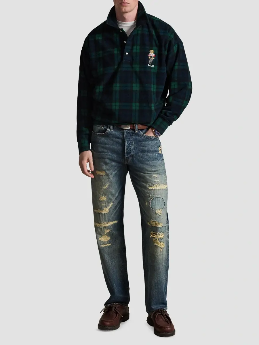 Polo Ralph Lauren Men's Polo Bear Blackwatch Check Fleece Sweater | Thumbnail 2