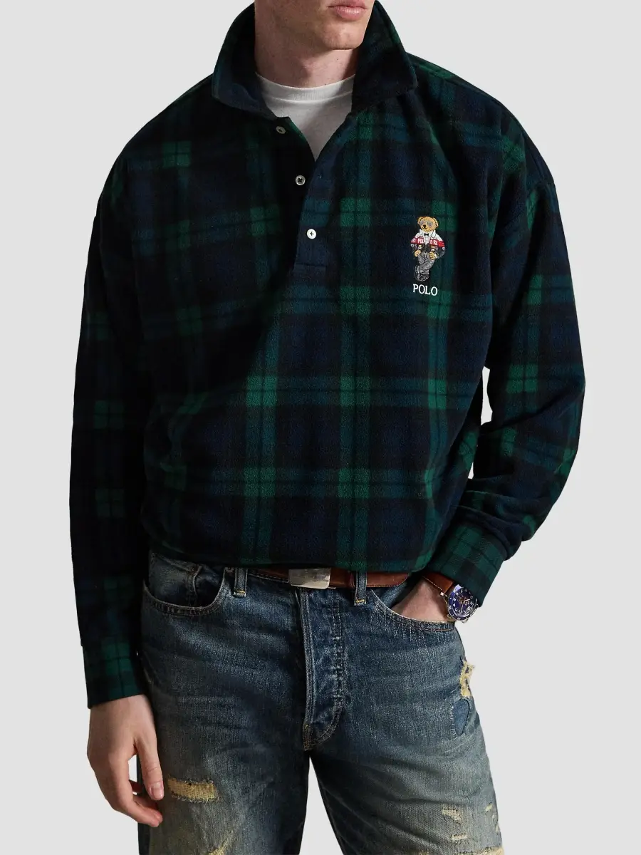 Polo Ralph Lauren Men's Polo Bear Blackwatch Check Fleece Sweater | Thumbnail 4