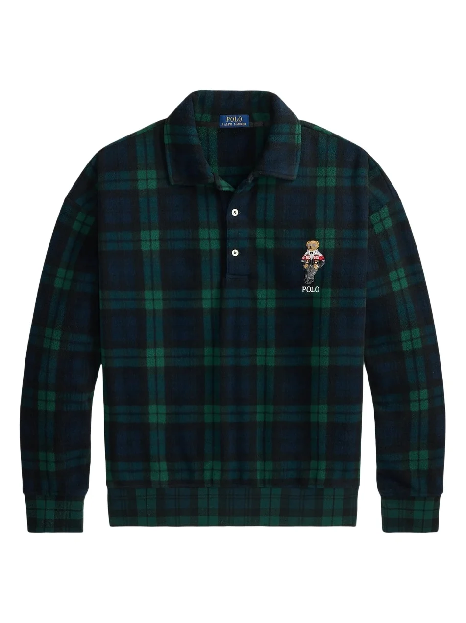 Men's Polo Bear Blackwatch Check Fleece Sweater Men's Polo Bear Blackwatch Check Fleece Sweater
