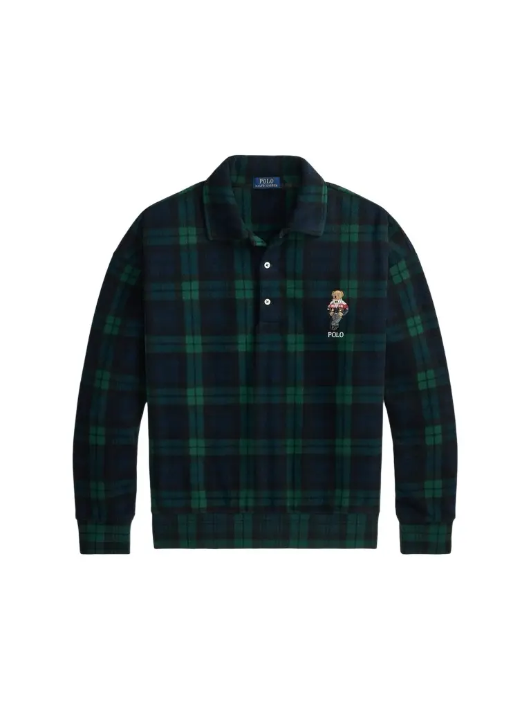 Men's Polo Bear Blackwatch Check Fleece Sweater