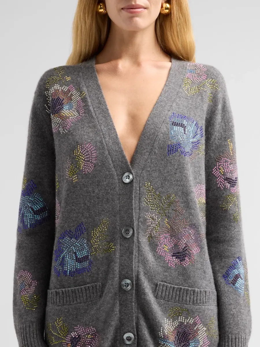 Libertine Women's Mosaic Floral Rhinestone-Embellished Cashmere Oversized Cardigan | Thumbnail 5 Libertine Women's Mosaic Floral Rhinestone-Embellished Cashmere Oversized Cardigan | Thumbnail 5