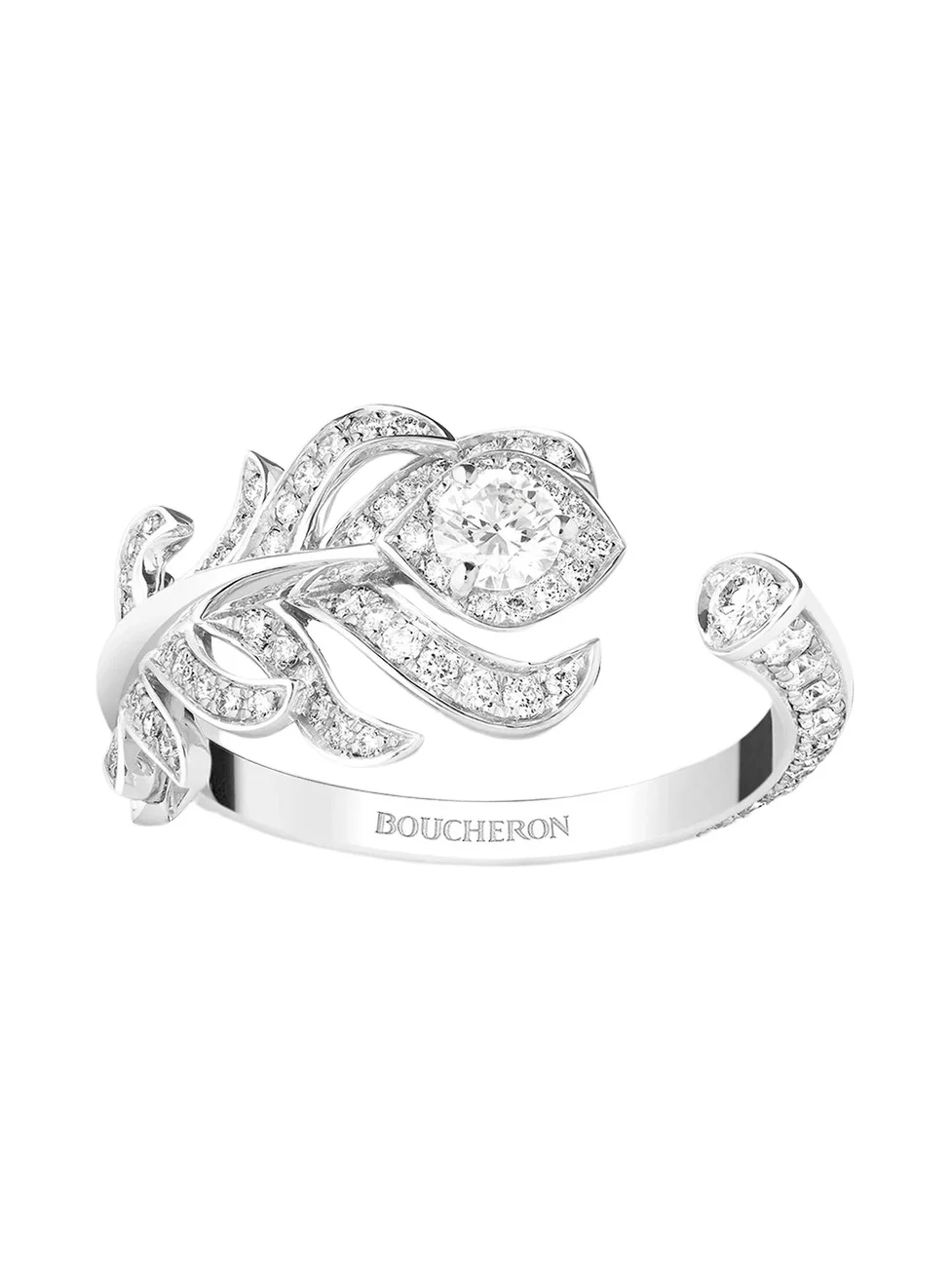 Women's Nature Triomphante Plume De Paon 18K White Gold & 0.60 TCW Diamond Ring