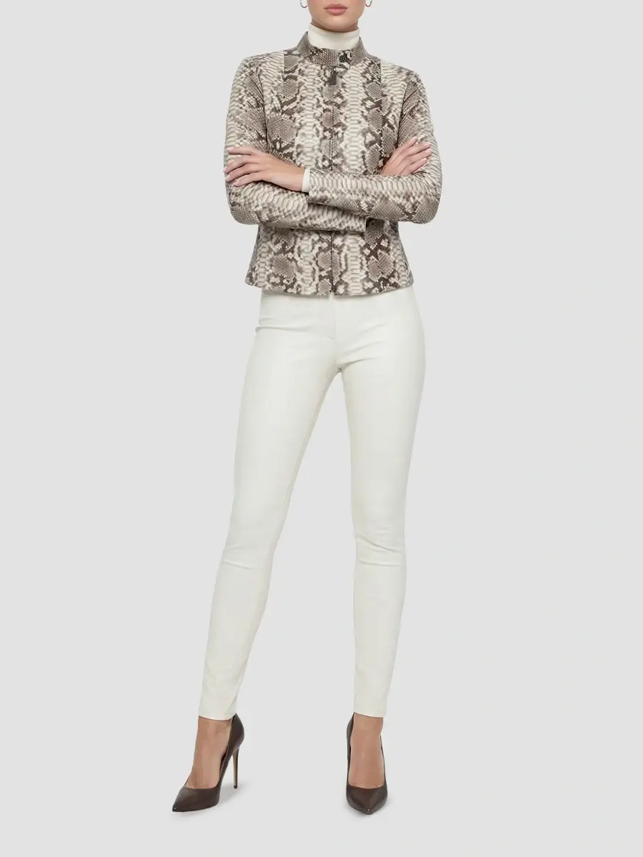 Gorski Women's Python Leather Zip Jacket | Thumbnail 2 Gorski Women's Python Leather Zip Jacket | Thumbnail 2
