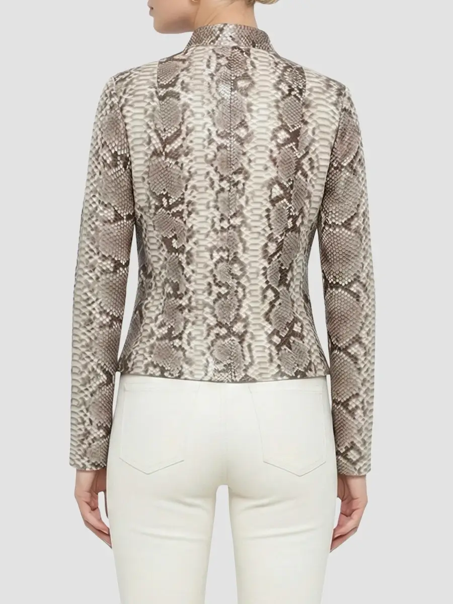Gorski Women's Python Leather Zip Jacket | Thumbnail 5 Gorski Women's Python Leather Zip Jacket | Thumbnail 5