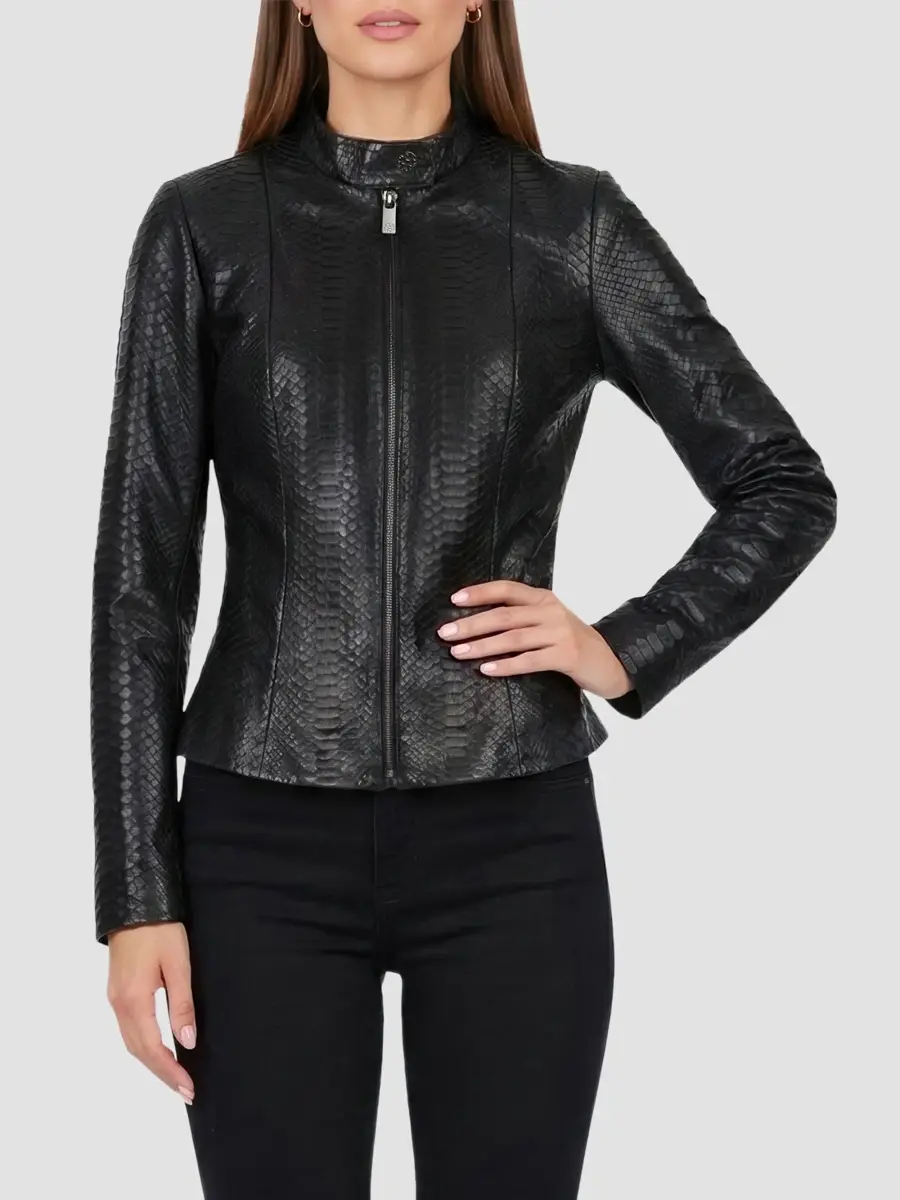 Gorski Women's Python Leather Zip Jacket | Thumbnail 3