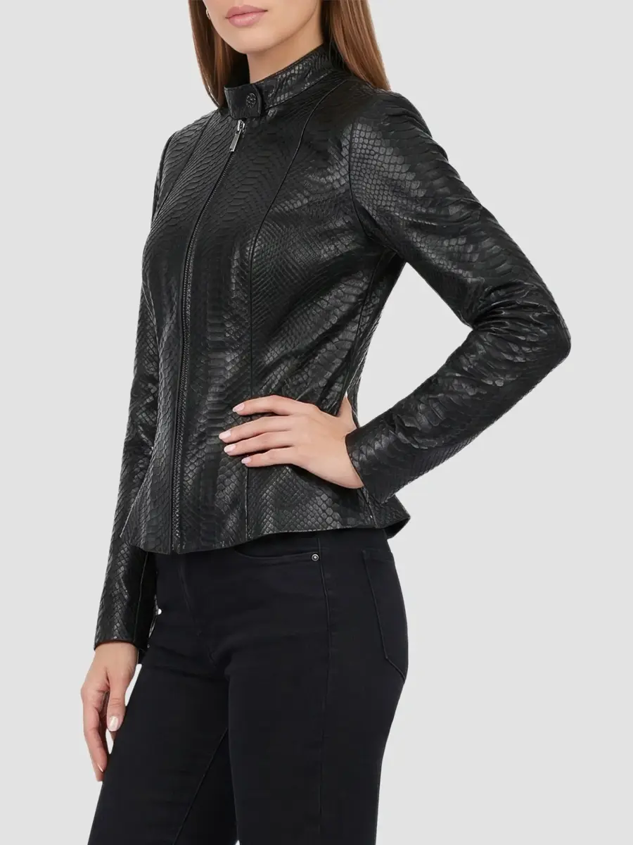Gorski Women's Python Leather Zip Jacket | Thumbnail 4